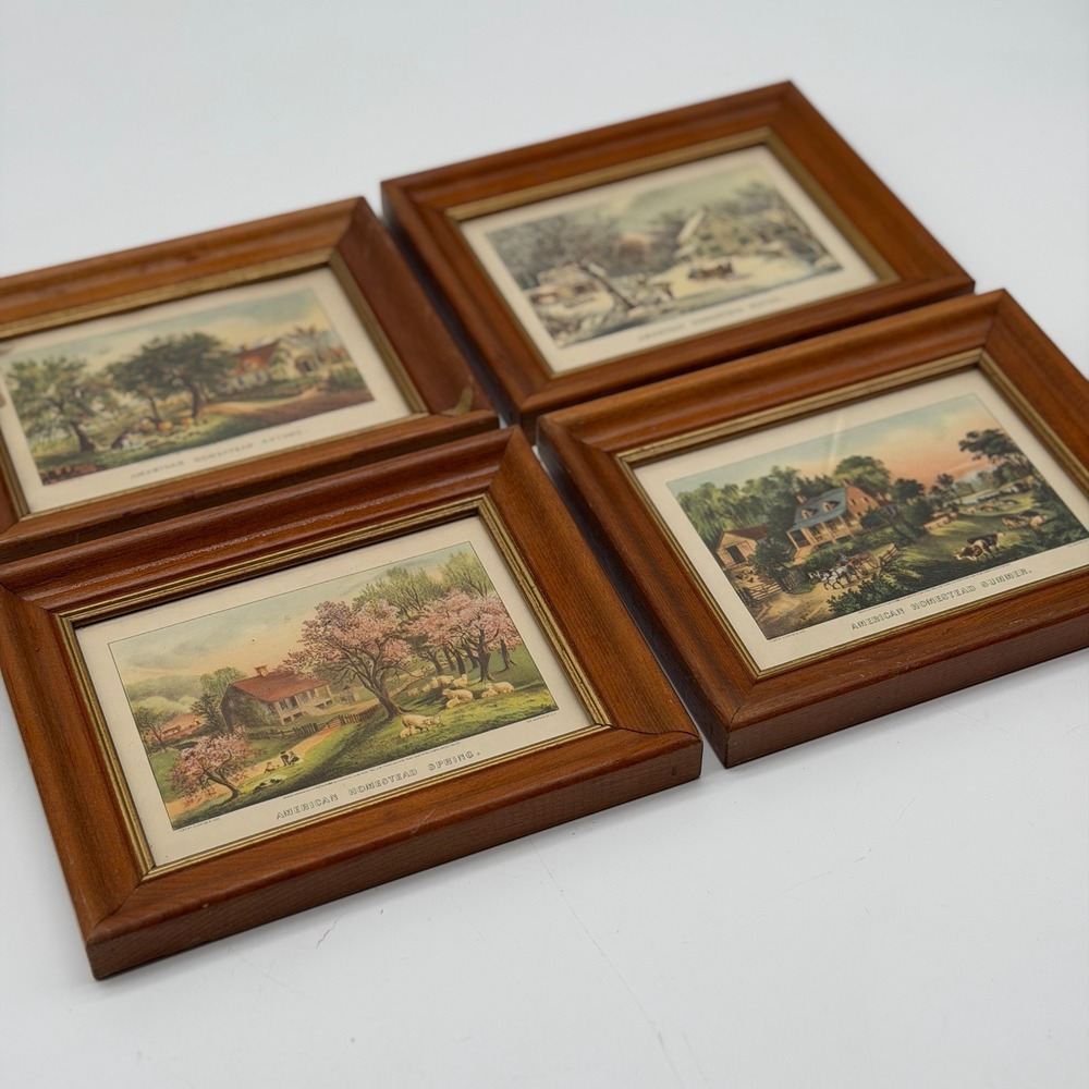 Currier & Ives American Homestead Four Seasons Framed Prints Set of 4